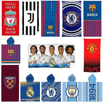 Official Football Club Cotton Towels | Ponchos Barcelona Juventus Chelsea & More • £14.49