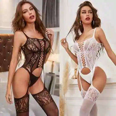 Valentines Women Body Stocking Sexy Lingerie Fishnet Bodysuit Underwear Babydoll • £10.79