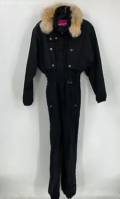 Vintage Nils Womens Black Long Sleeve Pockets Tapered Leg Snow Jumpsuit Size 8 • $34.99