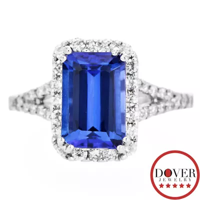 Estate Diamond 4.53 Tanzanite 14K Gold Halo Accent Engagement Ring 5.0Gr NR7 • £51.69