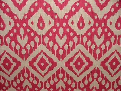 Moroccan Ikat Begonia Pink Cotton Curtain Upholstery Cushion Roman Blind Fabric • £2.99