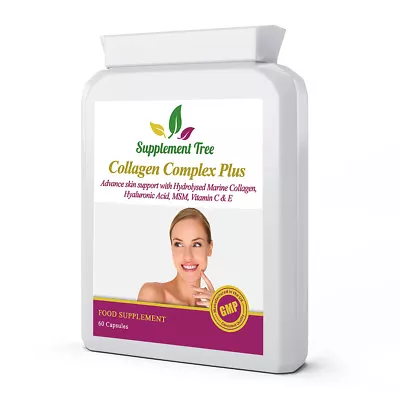 £9.97 • Buy Hydrolysed Marine Collagen With Hyaluronic Acid MSM Vitamin C & E (60 Capsules)