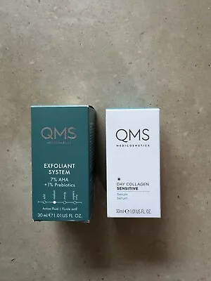 QMS Medicosmetics Day Collagen Sensitive Serum & Active Exfoliant 30ml Each NEW • £52