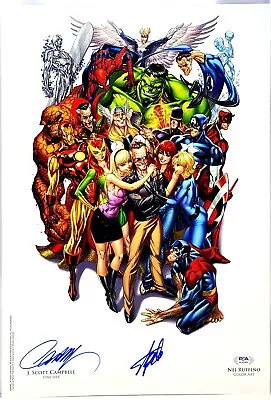 STAN LEE & J. SCOTT CAMPBELL Signed Auto Marvel Heroes 13x19 Photo Print PSA/DNA • $644.14