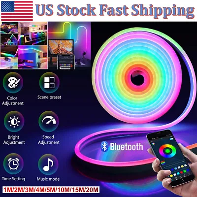 1M-20M 12V Flexible RGB LED Strip Waterproof Bar Sign Neon Lights Silicone Tube • $13.99