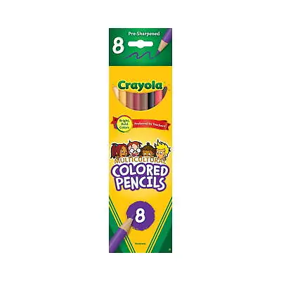 Crayola Pack Of 8 Multicultural Non-Toxic Colored Pre-Sharpened Pencils (68-4208 • £3.27