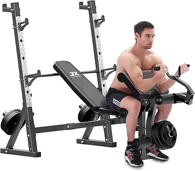 Olympic Weight Bench Workout Bench With Preacher Curl Pad And Leg Developer  • $214.99