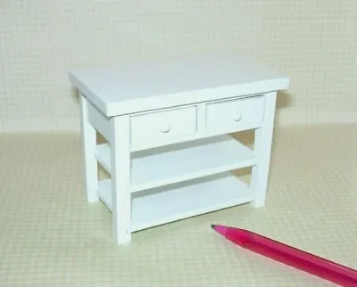 Miniature Small White Kitchen Island Or Counter Space W/Drawers: DOLLHOUSE 1:12  • $16.98
