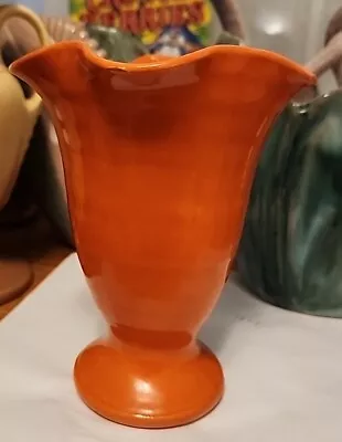 Rare Orange Hand Turned Matt Carleton Bauer Pottery Vase 5 3/4  Tall • $99.99
