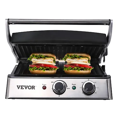 $68.39 • Buy VEVOR 9-Serving 14.5  Panini Press Grill Griddle Sandwich Maker 180°Double Sided