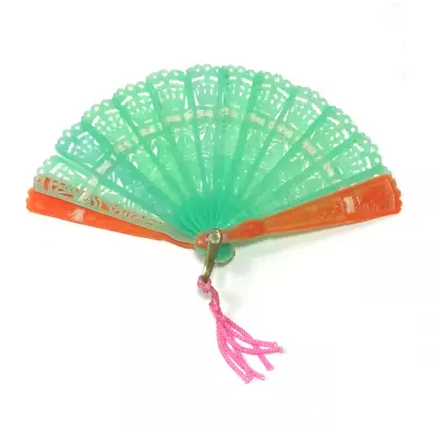 Vintage Plastic Doll Fan  2 3/8  X  4 1/8  Made In Hong Kong • $12