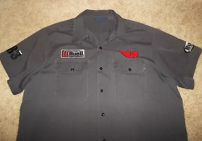 Vtg Men's BUELL 83 Harley MOTORCYCLE Short Sleeve WORK Garage Mechanic SHIRT 2XL • $69.99