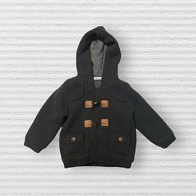 Mayoral Baby Toddler Boys Hooded Sweater Knit Jacket Gray Full Zip Kid Size 18M • $19.44