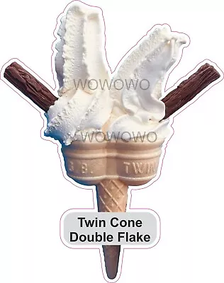 Ice Cream Van Sticker Twin Plain Cone & 2 Flakes Whippy Ice Cream Stickers Decal • £3.95