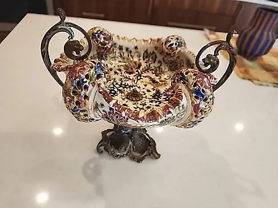 FISCHER BUDAPEST ZSOLNAY PORCELAIN VASE ORMOLU DOLPHINS & SHELL MOUNTS Hungary • $1036.87