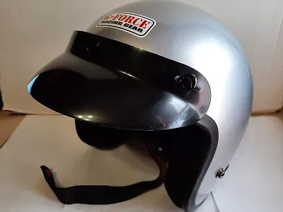 G Force Racing Gear DOT Silver Helmet Size XS W/ 2 Bags Open Face Visor 2009 • $54.95