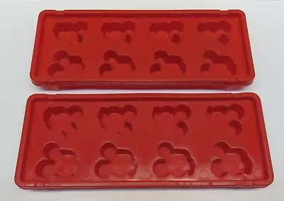 Set Of 2 Disney Brand Mickey Mouse Head Red Plastic Ice Cube Candy Mold Trays • $15.96