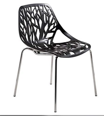 $60 • Buy Set Of 4 Plastic Dining Chairs Stackable Outdoor Seat Modern Black