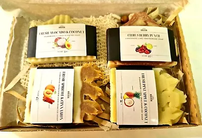 Deive Handmade Artisan 4 Small Natural Fruit Soaps Gift Set With Soap Bag • £10.99