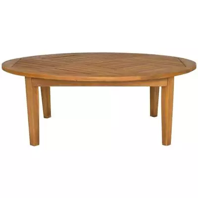 SAFAVIEH Coffee Table 14.2  X 39.4  Weather Resistant In Round Teak Brown Wood • $188.12