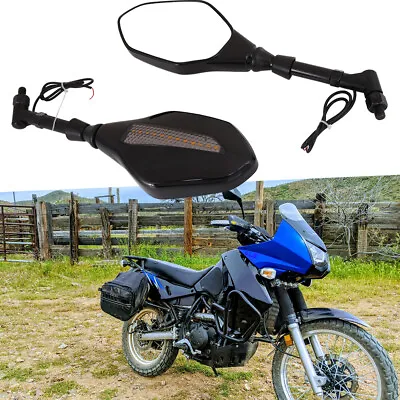 For Kawasaki KLR650 Motorcycle LED Turn Signals Rearview Mirrors Flowing Lights • $31.01