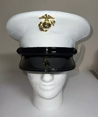 USMC Marine Corps Dress Blues White Cloth Cover Hat Cap Size 7 1/4 • $59.99