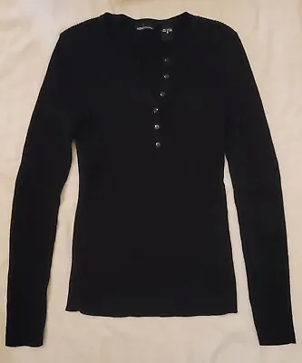 Moda International Victoria's Secret Black Sweater Button Collar Medium EUC • $12.99