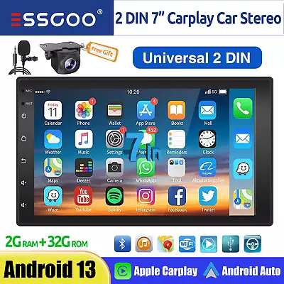 2 Din 7'' Android 13 Car Stereo Radio GPS WIFI BT Touch Screen Carplay 32GB +CAM • $77.89