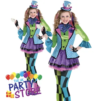 Girls SASSY MAD HATTER Child & Teen Fancy Dress Costume World Book Day Kids • £29.95