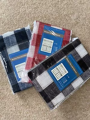 £8 • Buy Brand New CAROMIO Pair Of Checked Cafe Curtains Caravan Campervan