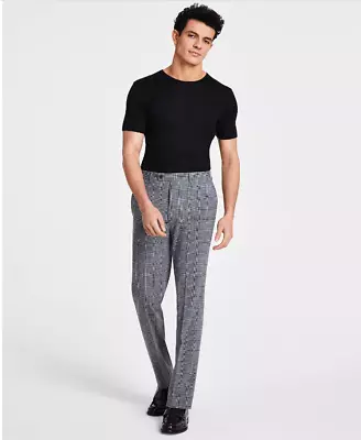 Calvin Klein Mens Slim Fit Plaid Dress Pants Gray 38 X 30 • $11.81