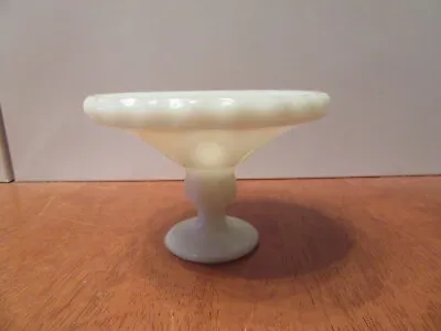 Vintage 60's White Milk Glass Pedestal Candy Dish - Pilar Candle Holder - EVC • $11.50