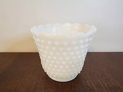 Fire-King Milk Glass Hobnail Footed Plant Pot Scalloped Edge • $10.99