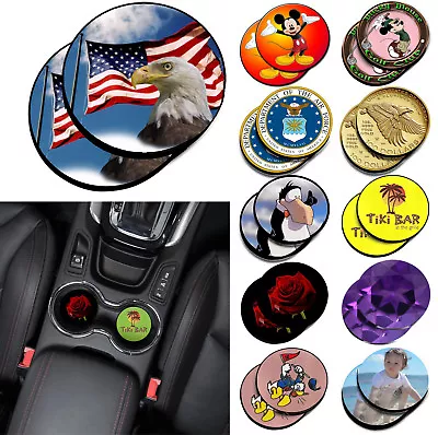 $3.50 • Buy 2PCS Round CUSTOM PRINTED Neoprene Fabric Cup Mug Holder Car Coasters