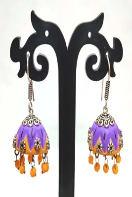 $22.97 • Buy Indian Terracotta 1.5  Long Fashion Jhumka Jhumki Earrings Set Gnj410