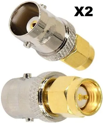 £3.39 • Buy 2x BNC Female Jack To SMA Male To BNC - Female Adapter Connector - UK Seller 
