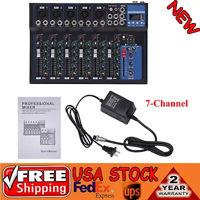 1pcs 7-Channel Bluetooth Portable Audio Mixer USB DJ Sound Mixing Console Board • $64.60