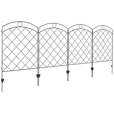 Outsunny 4PCs Decorative Garden Fencing 43in X 11.4ft Steel Border Edging • £65.99