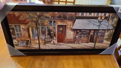 Wall Picture Parisian Street 22  X 10   Framed No Glass (flaw) • $35.19