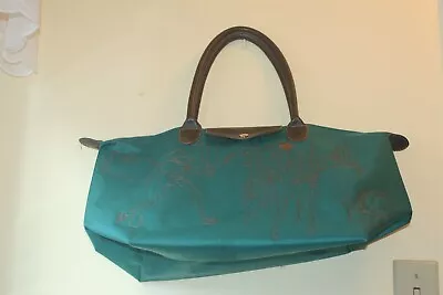 Longchamp Les Puages Modeletose Shapping  Green With Embroider Design Nylon Bag • $35