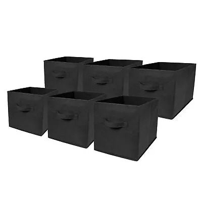 6x Foldable Canvas Storage Collapsible Folding Box Fabric Cube Cloth Basket Bag • £14.95