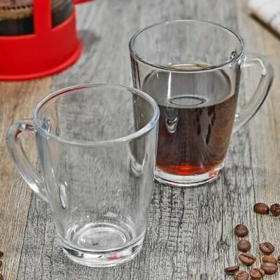 24 250ml Clear Glass Coffee Mug Hot Drink Insulated Latte Tea Cup With Handle • £3.99