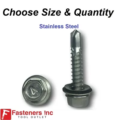 Stainless Steel Roofing Siding Screws Hex Washer Head TEK EPDM Rubber Washer SDS • $49.99