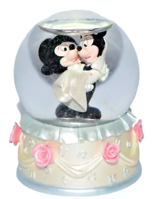 Disney Mickey & Minnie Mouse Snow Globe Figurine Wedding Celebration Cake Topper • $9.99