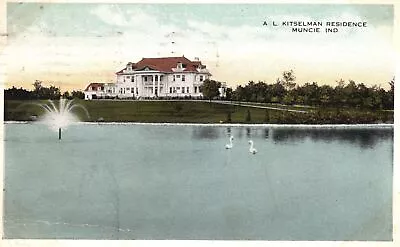 Vintage Postcard 1917 A. L. Kitselman Residence Near The Lake Muncie Indiana IN • $13.48