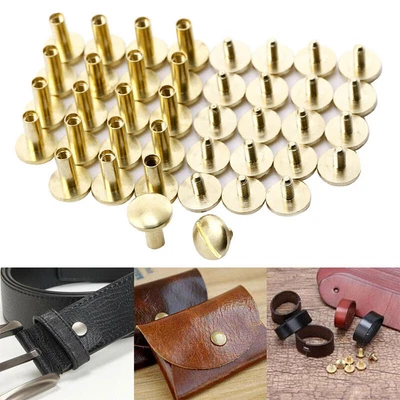 £4.70 • Buy 10x Solid Brass Leather Belt Wallet Band Chicago Screw Back Nail Stud Bind Rivet