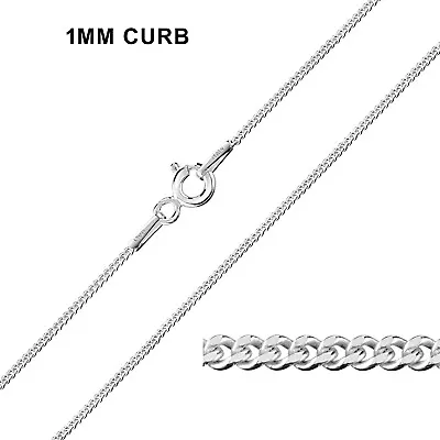 925 Sterling Silver Chain Necklace Curb Rope Various Lengths • £6.49