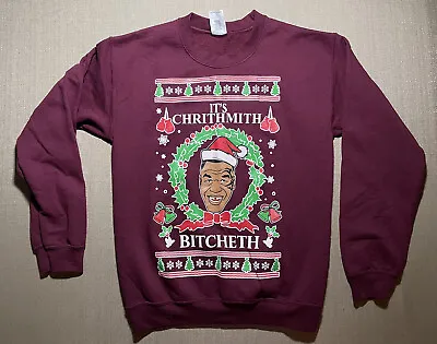 Mike Tyson Adult Small Sweat Shirt “It’s Christhmith Bitcheth” Maroon Red Top • $19.92