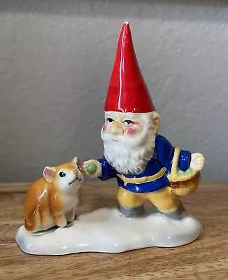 Gorham Unieboek Gnome & Mouse Ceramic Figurine 1980 Vintage • $22