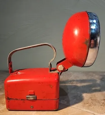  Vintage Rare Red Flashlight Metal DELTA POWERTOP LANTERN DELTA ELECTRIC CO  • $65